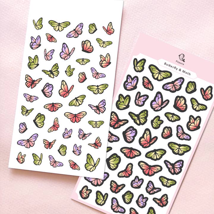 Butterfly & Moth Sticker Sheet for wholesale by Poyura