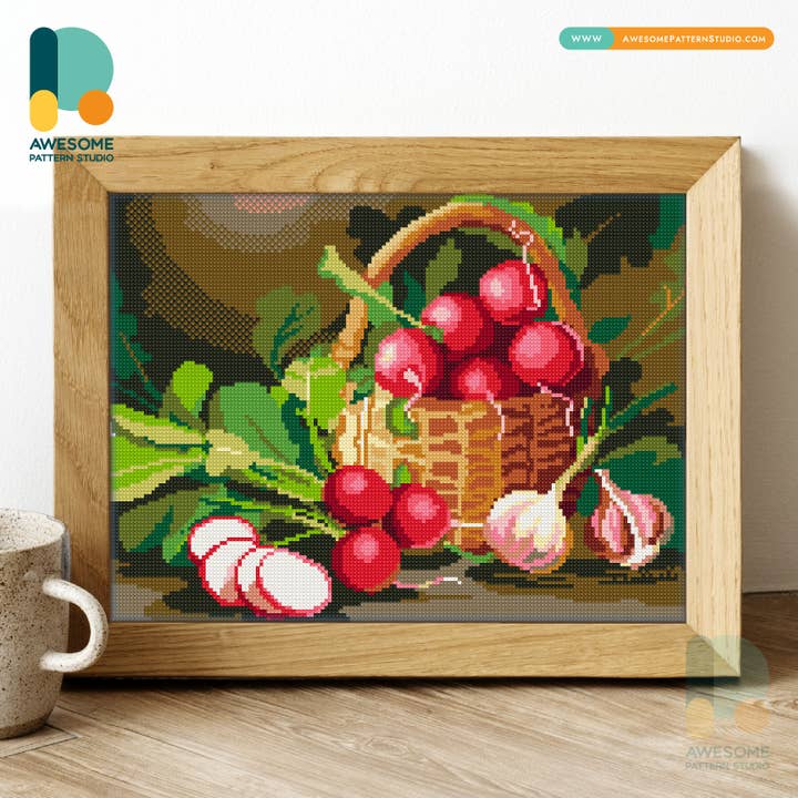 DS1063-120x162 Radish and Garlic, Diamond Painting Kit for wholesale by Awesome Pattern Studio