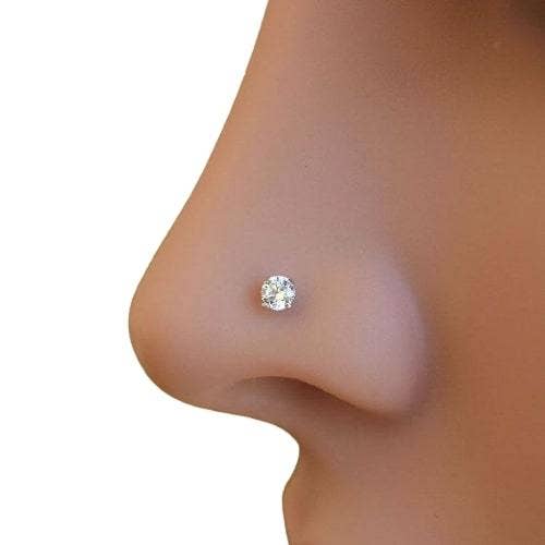 Schmuckgroßhandel - Venta al por mayor Pendiente sin pareja - Pendiente de nariz espiral de titanio con piedra de circonia1