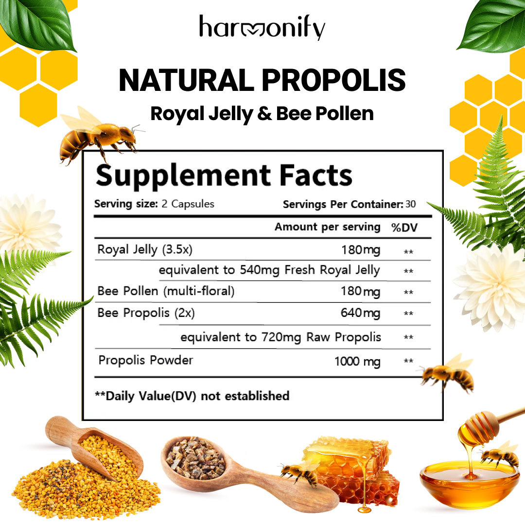 HARMONIFY - Wholesale Oral Supplement/Vitamin - Natural Propolis, Royal Jelly Bee 1000mg for Immune Support6