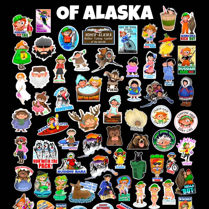 Illustrated Alaska Vinyl Stickers by K.PAULSON for wholesale by K.Paulson Illustrations