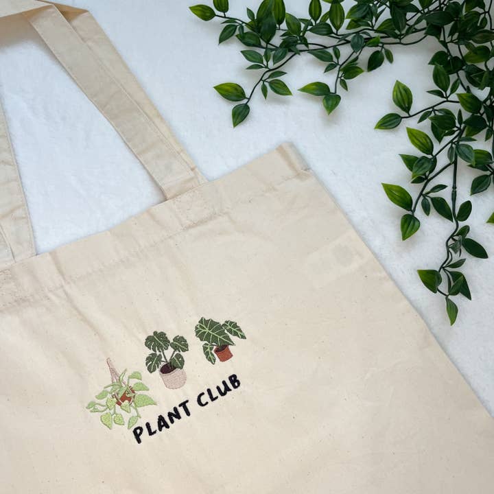 Plant Club Embroidered Tote Bag for wholesale by Shop Late 80s