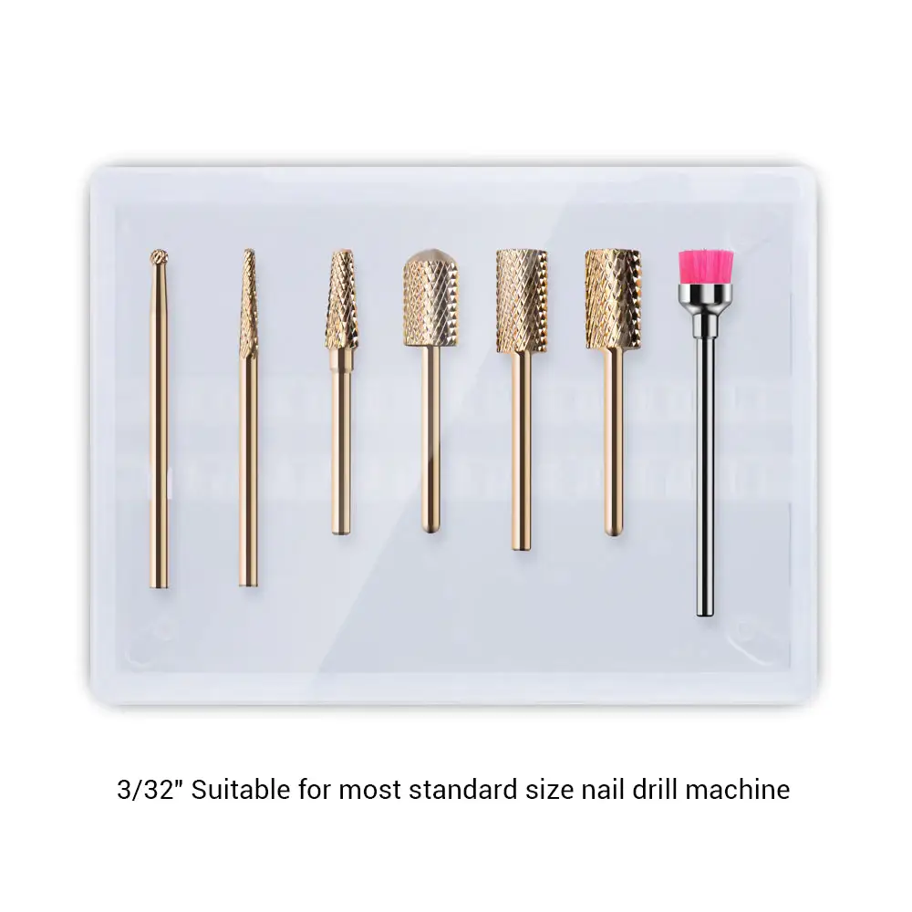 MELODYSUSIE – wholesale Nailcare set – Gold Carbide Nail Drill Bits Set (7Pcs)8