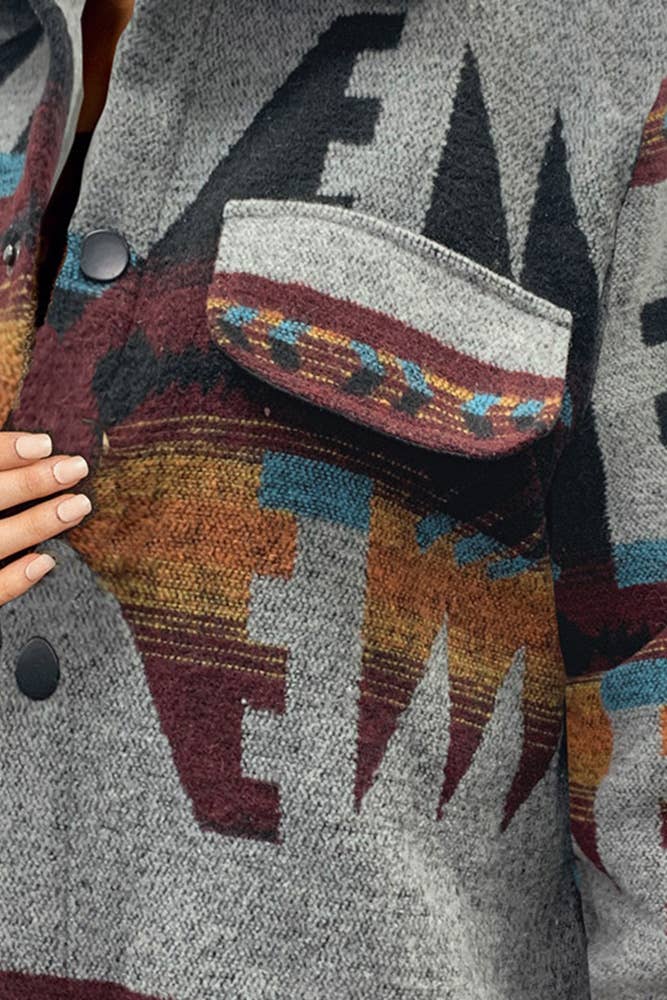 Grigio Giacca abbottonata Westen con stampa azteca grigia OZX079 in vendita all'ingrosso su Faire2