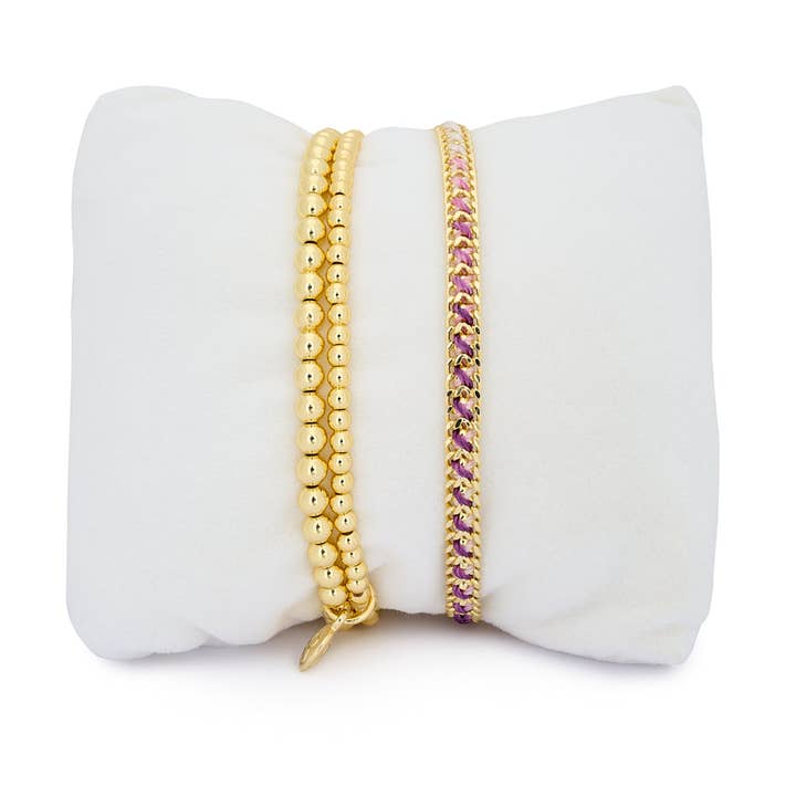 Jeju Paarse & Gouden Armband Stapel voor wholesale door Boho Betty