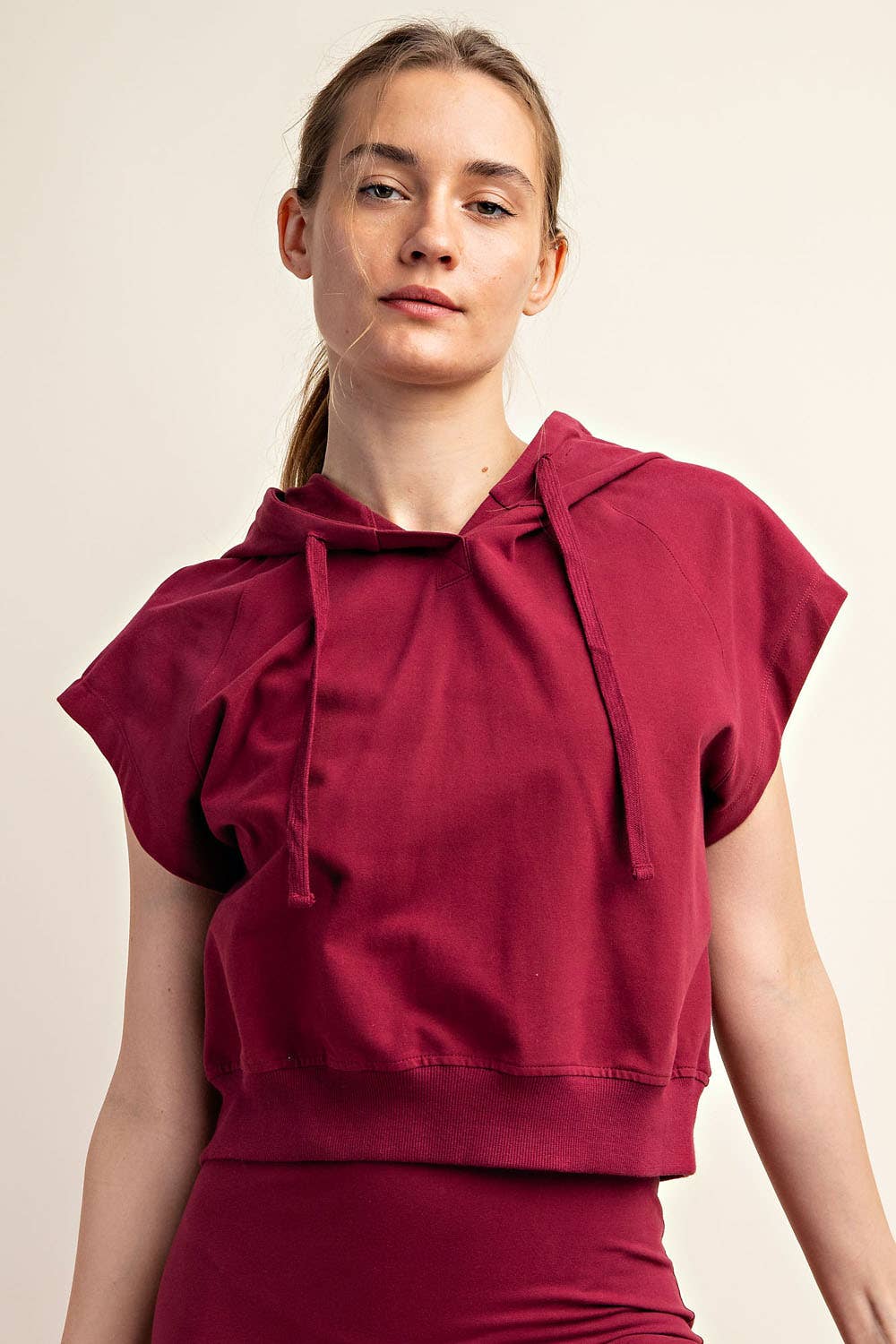 Rae Mode - Wholesale Hoodie - Women's - COTTON LYCRA SHORT SLEEVE HOODIE TOP44