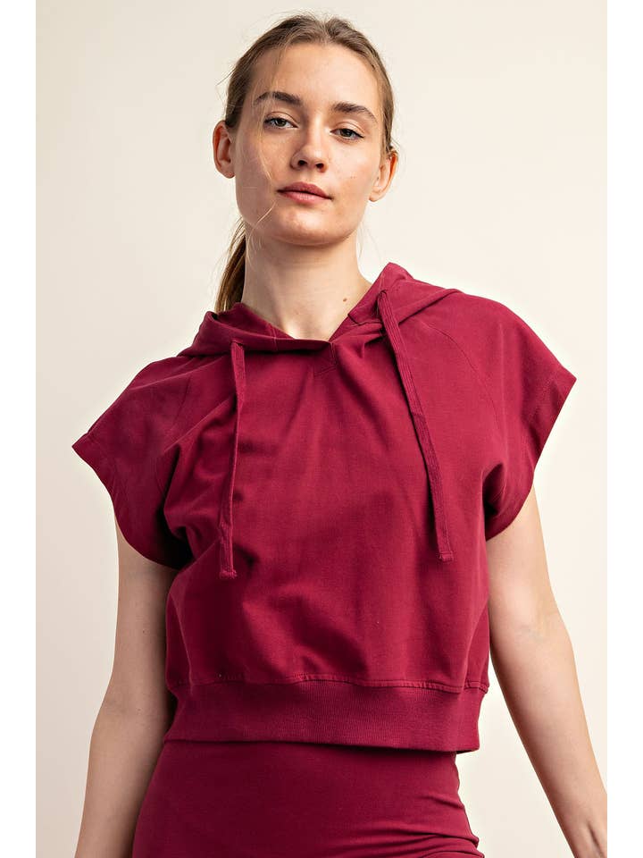 Rae Mode - Wholesale Hoodie - Women's - COTTON LYCRA SHORT SLEEVE HOODIE TOP44