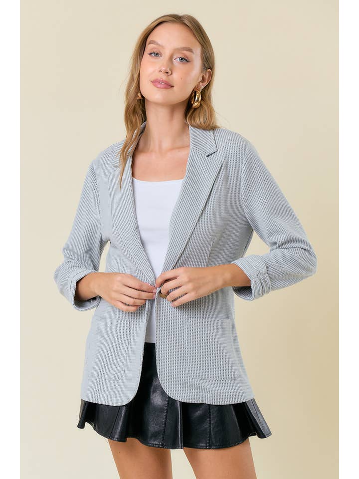 Doe and Rae - Wholesale Blazer - Women's - Shirred Sleeve Textured Blazer - 10150J