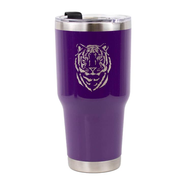 Tiger Etched Tumbler Purple 30oz for wholesale by The Royal Standard