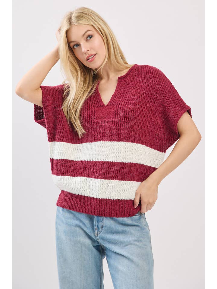 Sewn and Seen - Wholesale Knit Sweater - Women's - Stripe Knit Sleeveless Sweater34