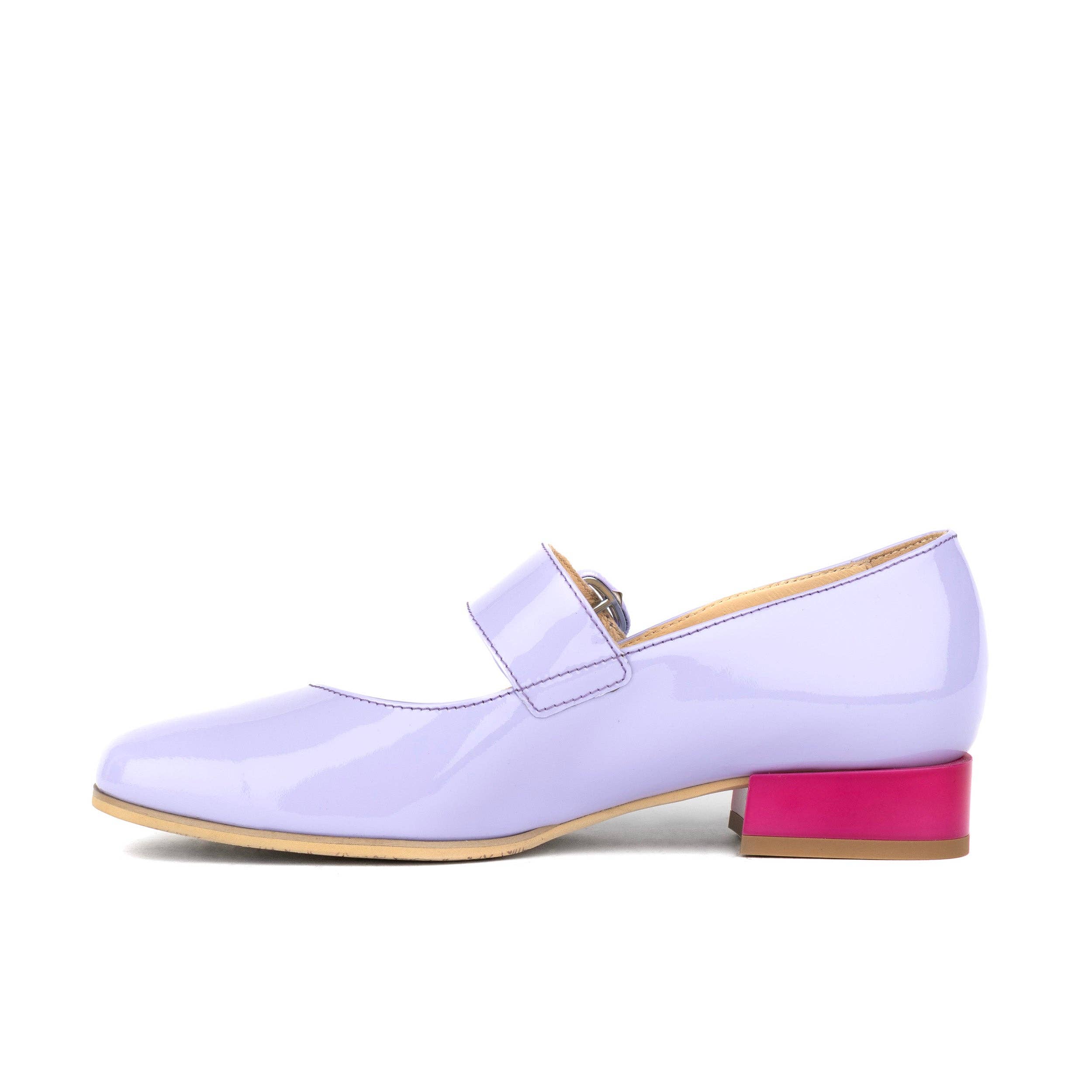 Embassy London – wholesale Low heels – Women′s – Bliss - Lavender & Rose - Women's block heel square toe patent leather Mary-Jane3