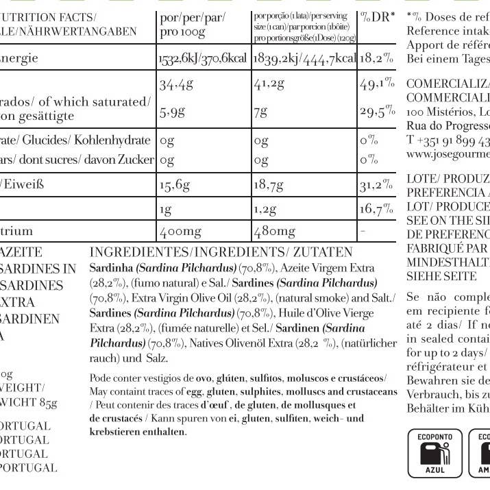 José Gourmet - Wholesale Tinned Fish - Jose Gourmet Smoked Sardines in Extra Virgin Olive Oil, 120g1
