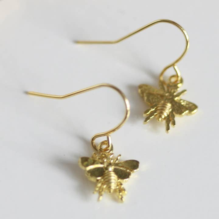 Delicate Bee Earrings for wholesale by Kaiko Studio