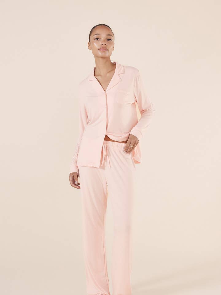 Bamboo Long Pyjama set - Tessa Pink for wholesale by Gingerlilly