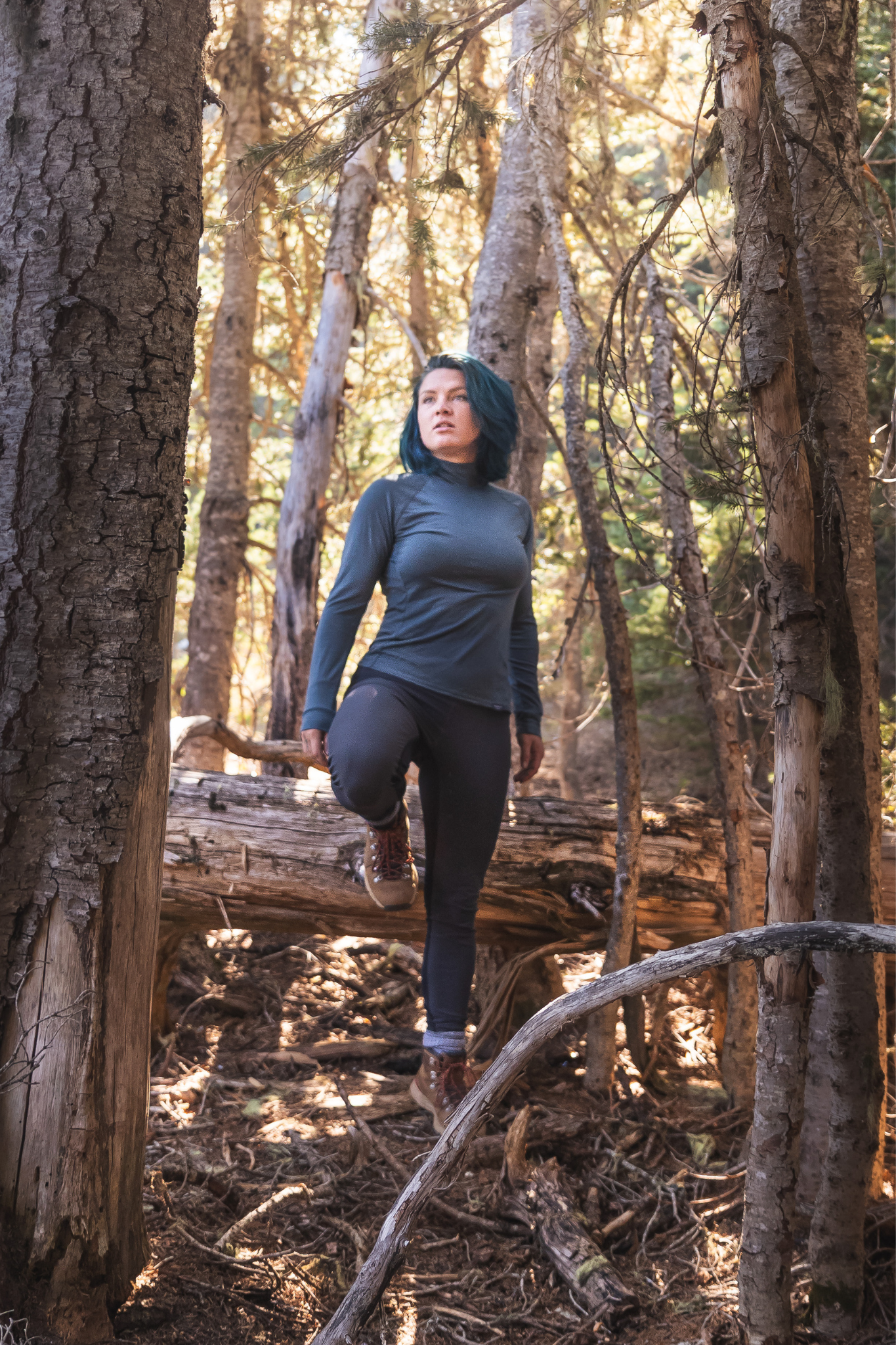 Slate Merino Wool Isostatic T-Neck Top for wholesale on Faire20