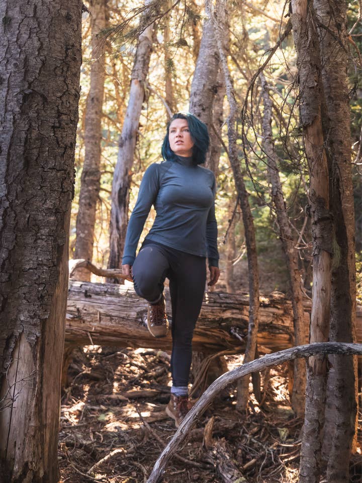 Slate Merino Wool Isostatic T-Neck Top for wholesale on Faire20