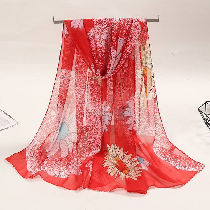 SALINA TRADING INC – wholesale Scarf – Women's – Spring Summer Flower Printed Chiffon Women Scarf20