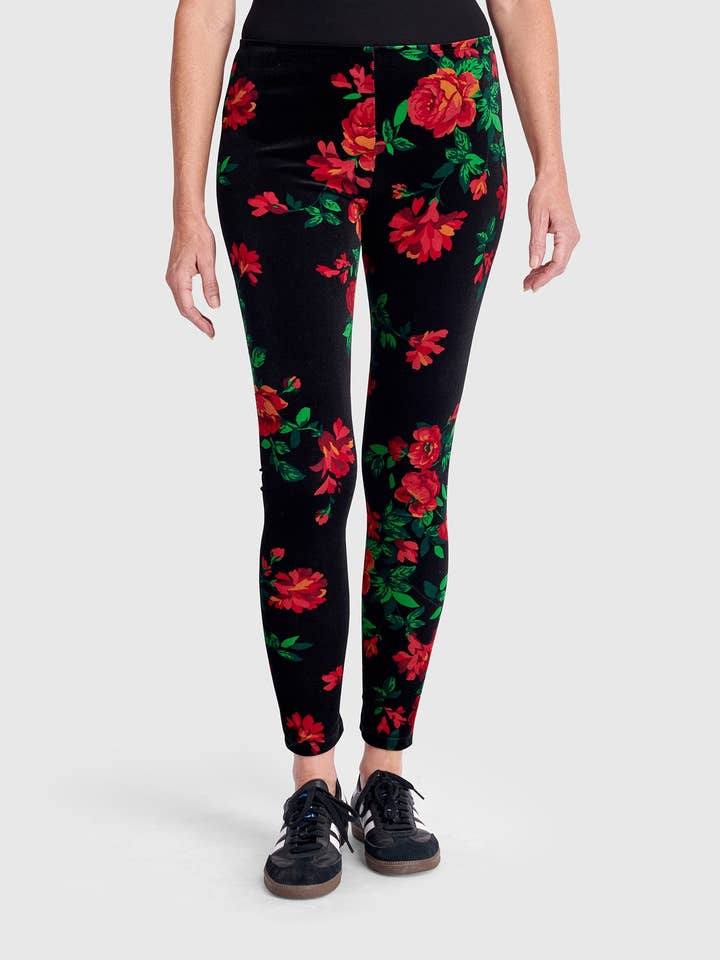 Starlet Velvet Leggings, Roses for wholesale by Alembika