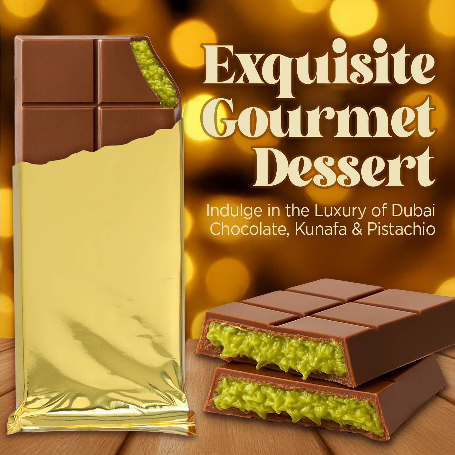 Ceres Gourmet - Wholesale Chocolate Bar - 7 oz Dubai Chocolate Pistachio Bar -Gift-Ready for Christmas5