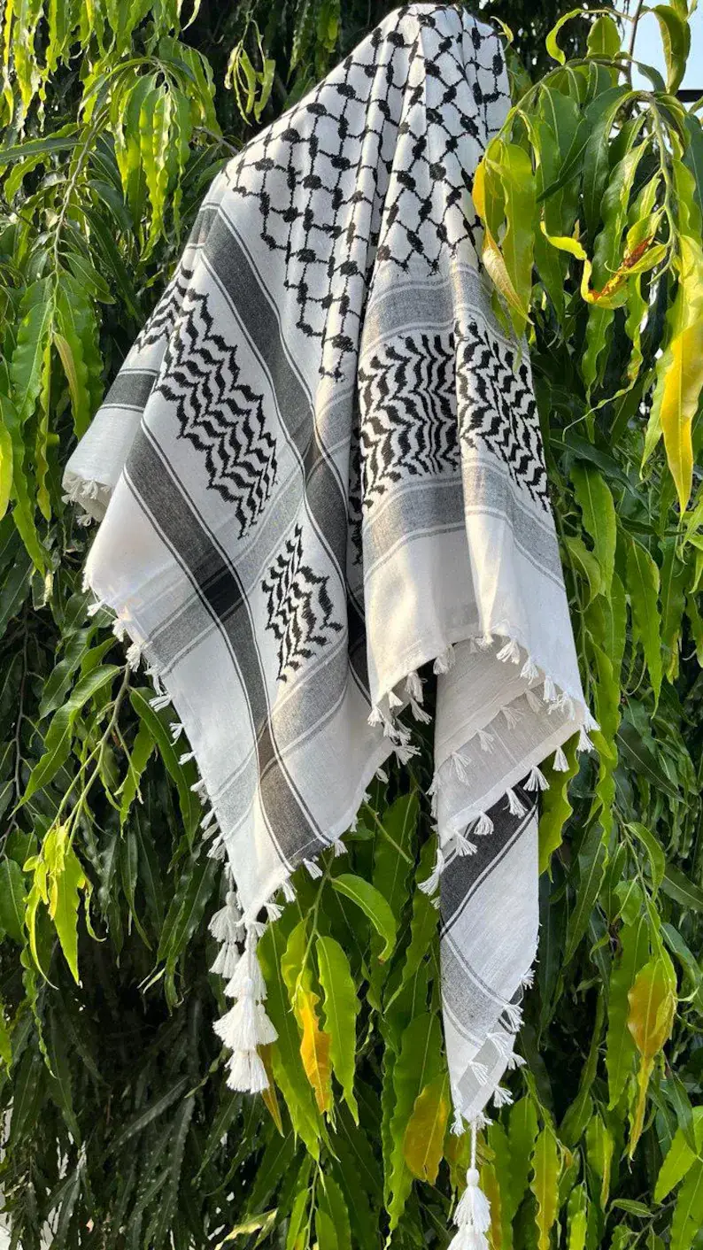 Hecho a mano - Vendita all'ingrosso Sciarpa - Donna - Sciarpa palestinese Kufiya 180x70 cm in chiffon traspirante stampato7