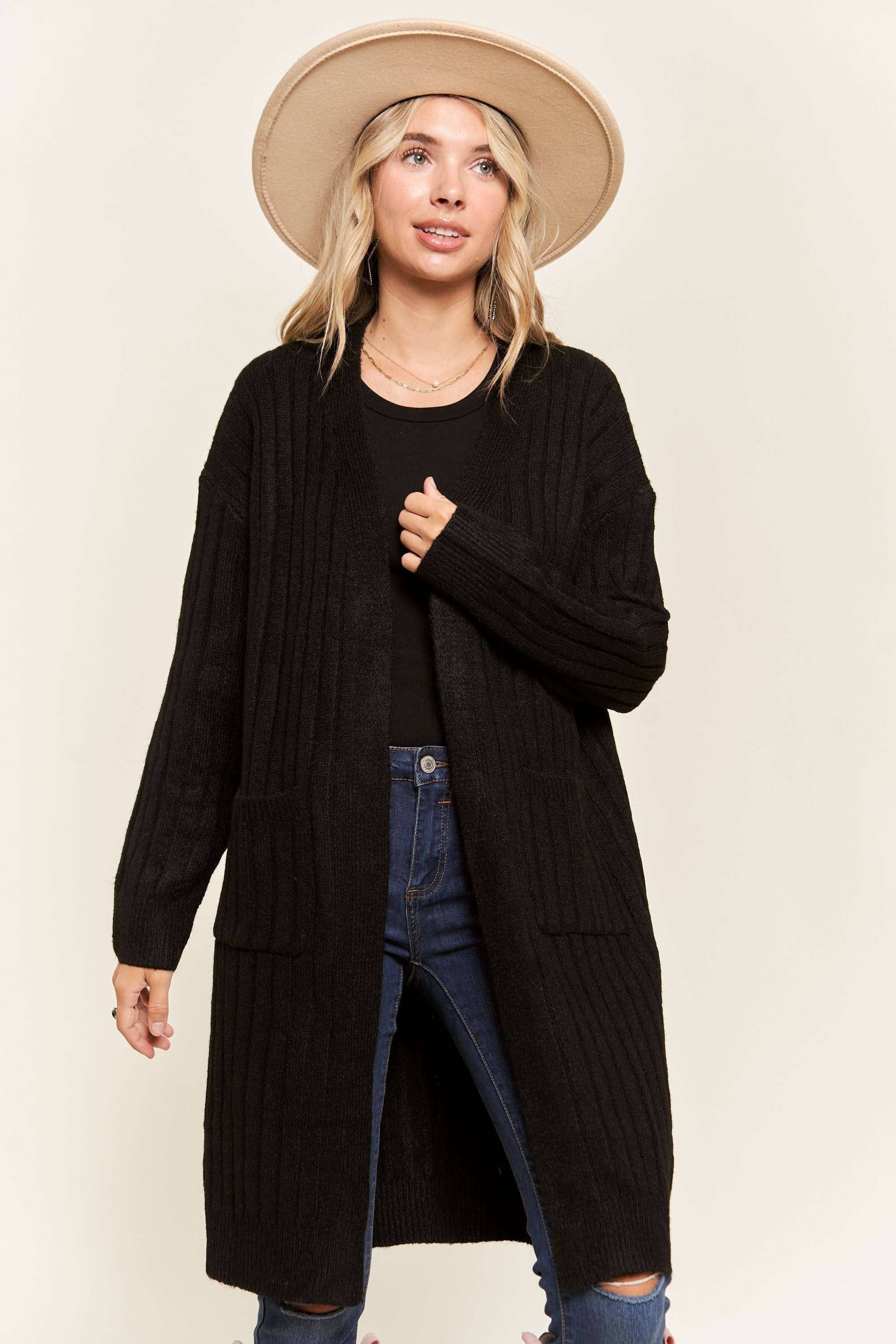 Madelyn - Wholesale Cardigan - Women's - LESW2616-CABLE KNIT OPEN CARDIGAN10