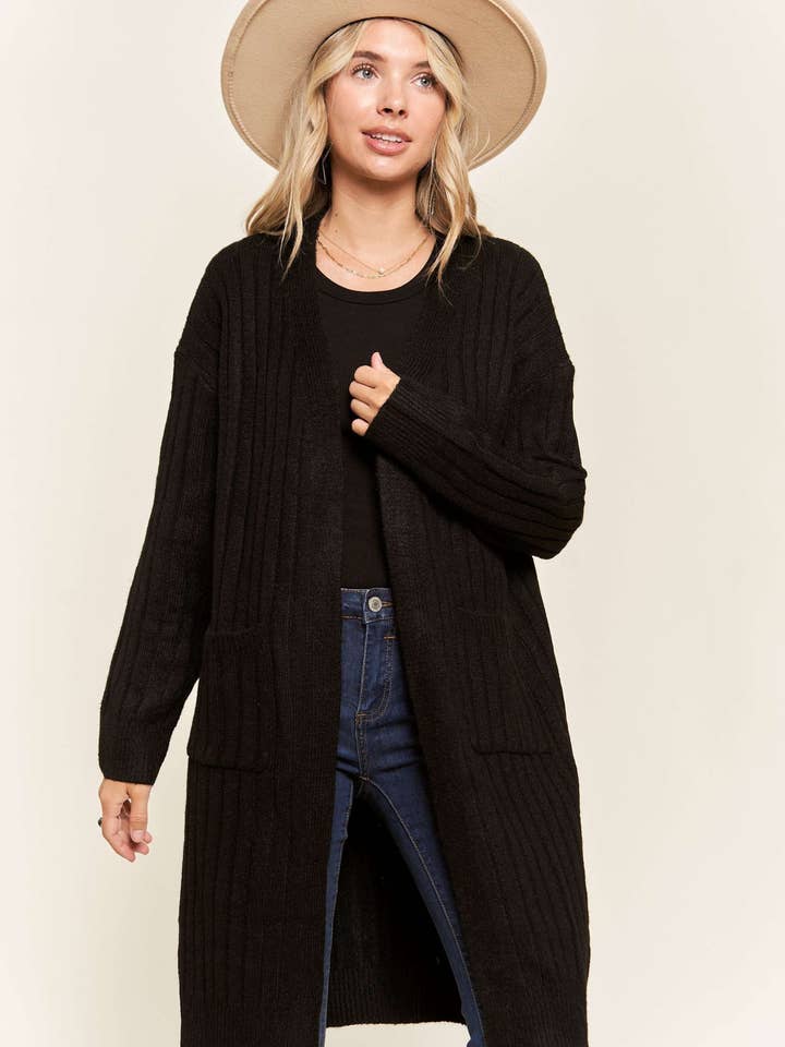 Madelyn - Wholesale Cardigan - Women's - LESW2616-CABLE KNIT OPEN CARDIGAN10