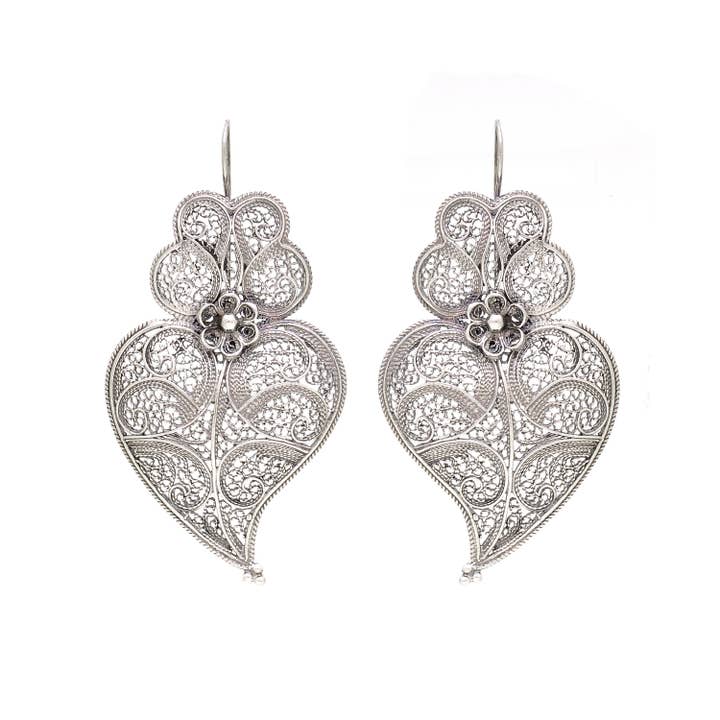 Örhängen Hjärta av Viana 5,5cm i Silver för wholesale av PORTUGAL JEWELS