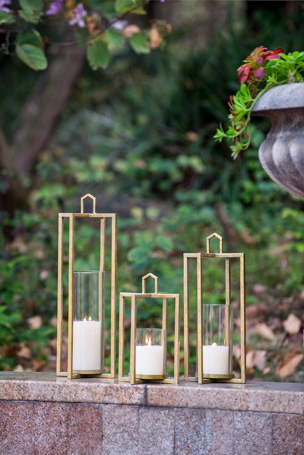 A&B Home Group Inc. - Wholesale Lantern - S/3 Open Face Gold Candleholder Lanterns - Gold5