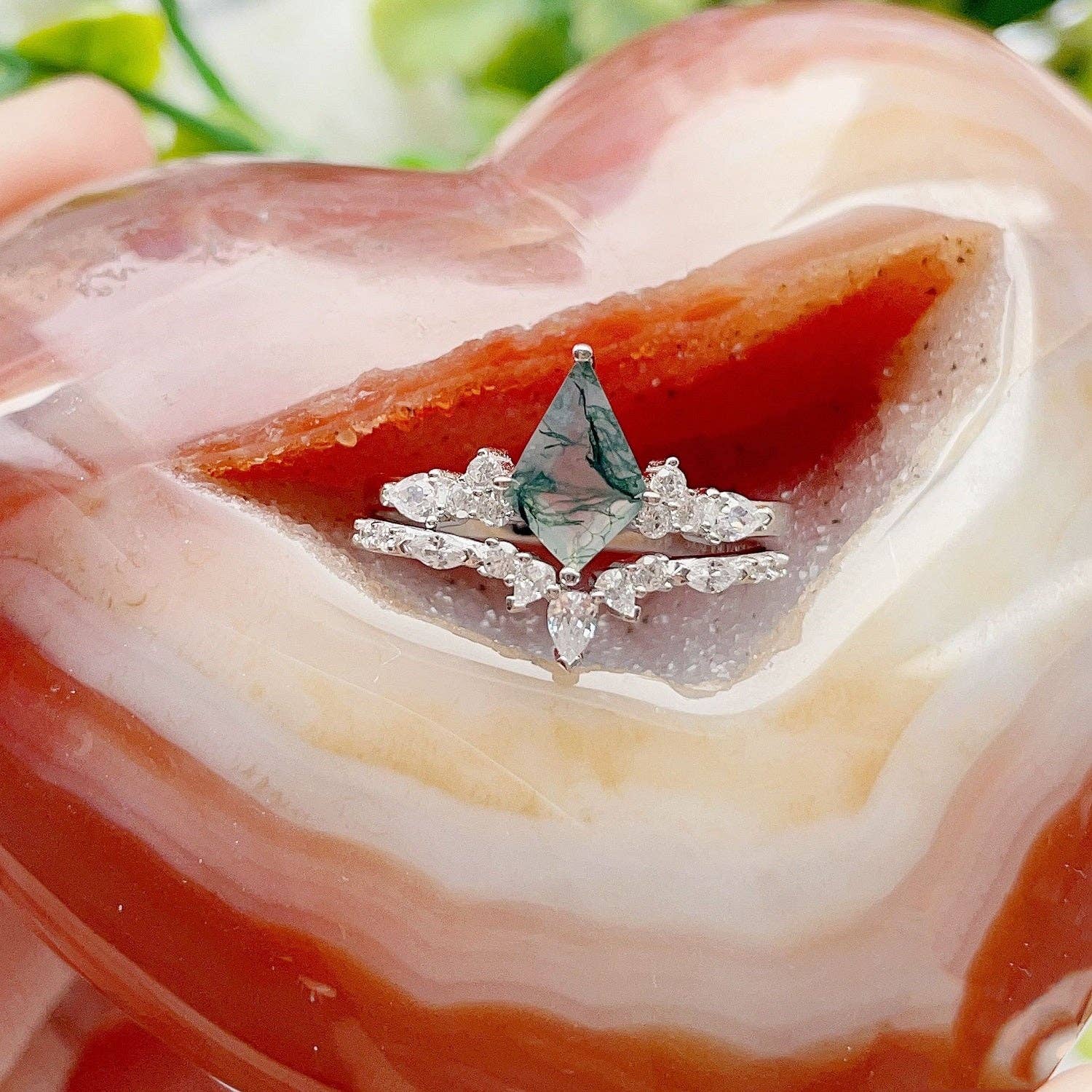 Azura Jewelry – wholesale Multi-stone ring – Nebula Nights Moss Agate Ring Set6