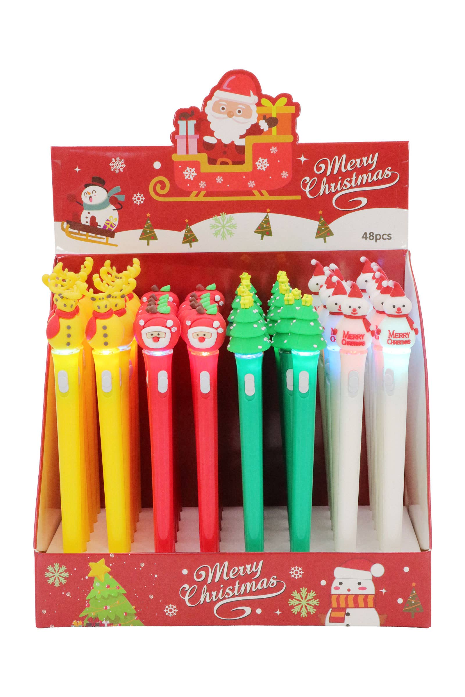 ASSORTED Christmas Led Light-up 0.7 mm Pen - 48 Pcs for wholesale on Faire2