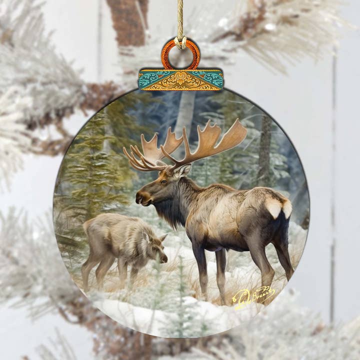 Elk in the Wilderness Alaska Wooden Ornaments by G.Debrekht for wholesale by Designocracy