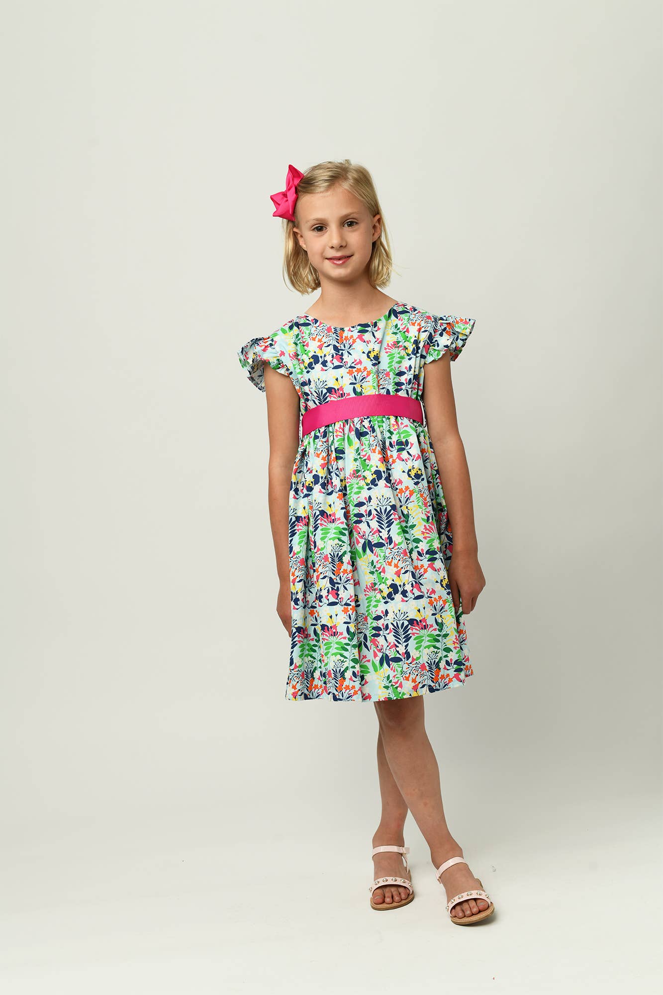 Minna – wholesale Dress – Kids –  Ruffle Sleeve Classic Party Dress - Vibrant Florals 2