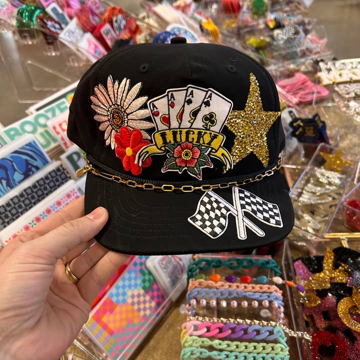 Vibes Hat Company - Wholesale Flat Brim Cap - Unisex - Vibes Retro Rope Hat- Black | Hat Bar | Blank Caps