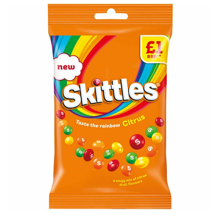 Skittles Citrus (109g) (UK) 6 Pack for wholesale by Pops Distro Inc