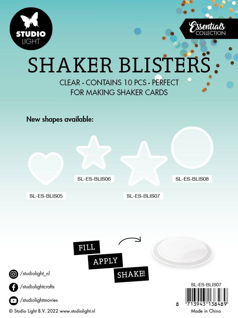 Ecstasy Crafts Distributing – Großhandel Bastelzubehör – SL Shaker Blister Big Star Essentials 90x85x6mm 10 Stück Nr.072
