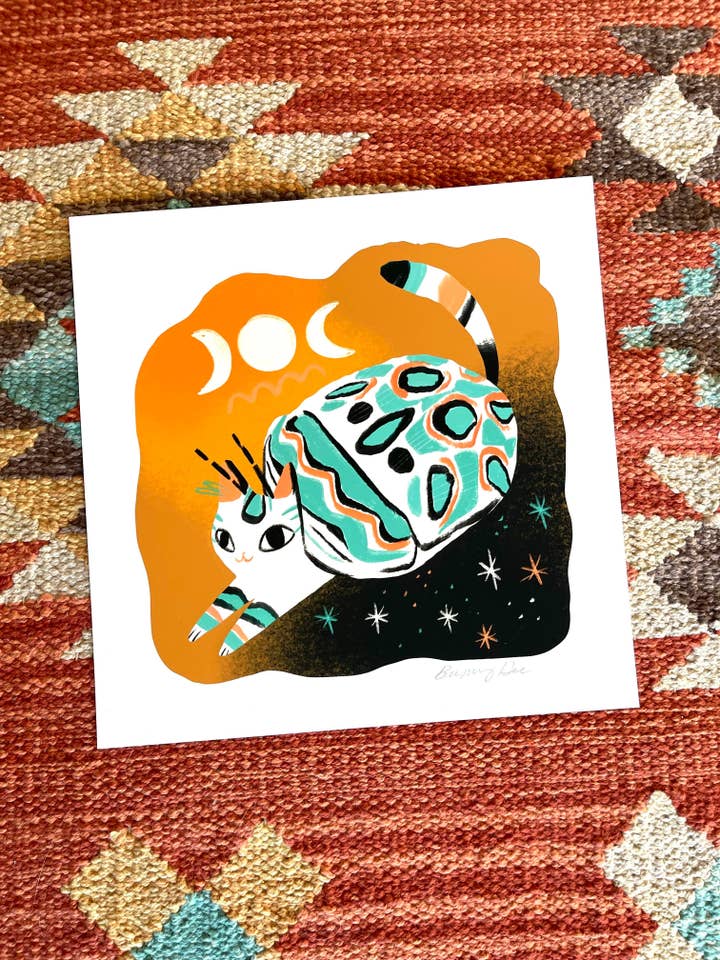 picasso beetle cat 8x8 print for wholesale by Bunny Dee