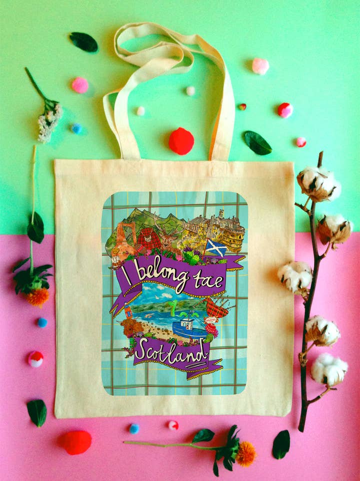 I belong tae Scotland! Tote Bag for wholesale by Claire Barclay Draws