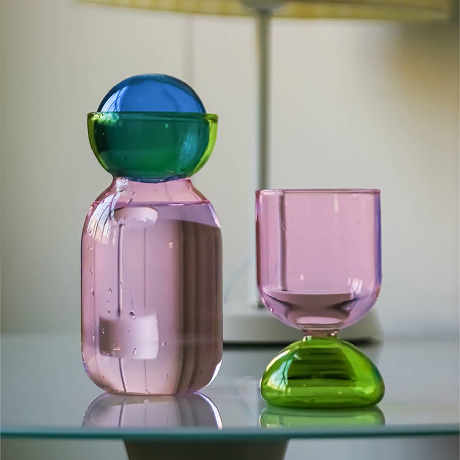TUTU Home - Wholesale Carafe - “Dopamine" – Pink, Green & Blue Colorplay Glass Carafe2
