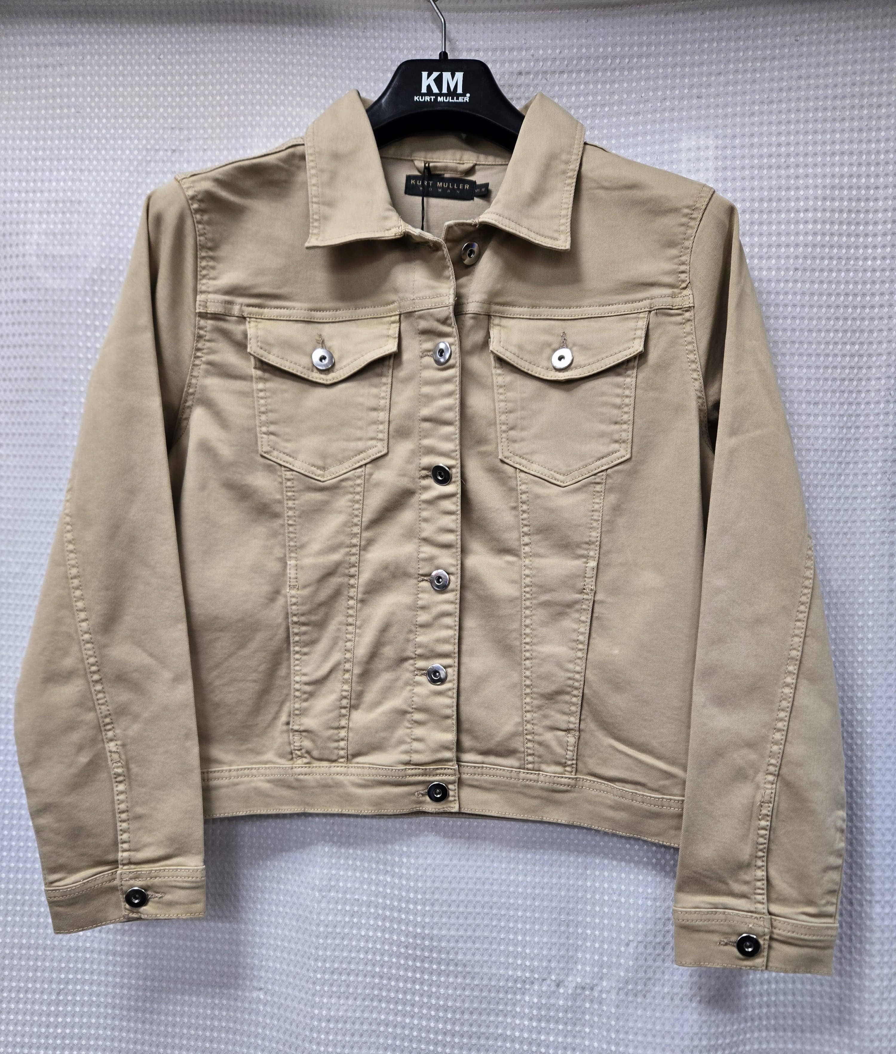 Kurt Muller – Casaco de ganga - Mulher por atacado – Casaco de Algodão com Elastano em Denim Castanho Claro Mocha Kurt Muller6