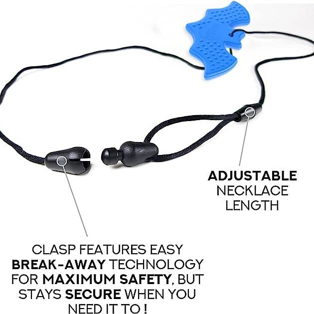 Senso Minds - Wholesale Fidget Toy - Kids - Sensory Bat Necklace - Chewelry 4 Pack (BONUS Pencil Topper)
