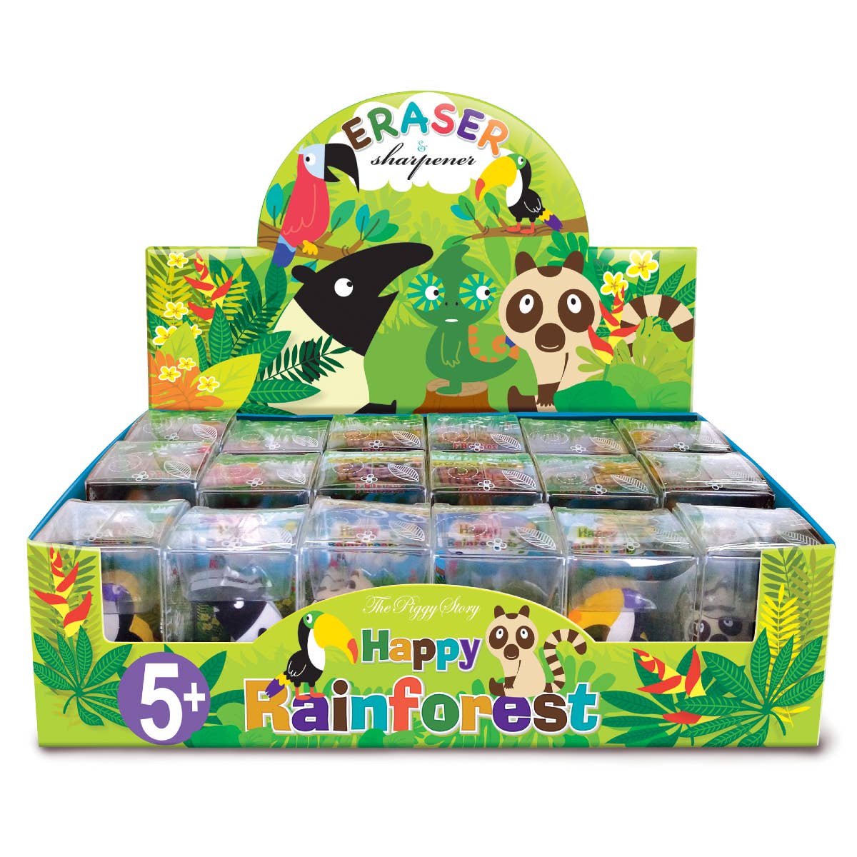 The Piggy Story Dinosaur World Set of 4 Die-Cut Mini Erasers in Gift Box