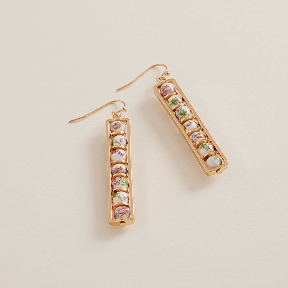 Designature New York - Wholesale Dangle Earrings - Rectangle Shaped Ceramic Bead Brass Hook Earrings0