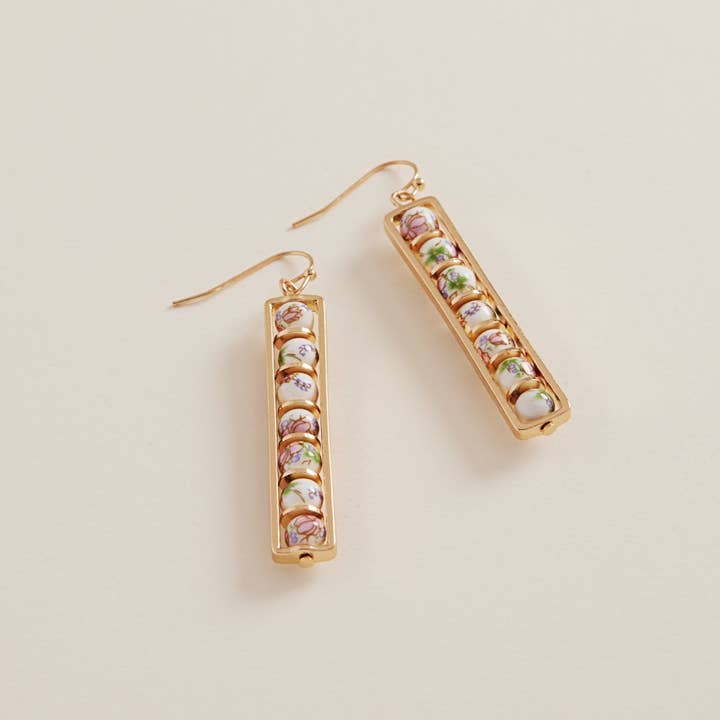 Designature New York - Wholesale Dangle Earrings - Rectangle Shaped Ceramic Bead Brass Hook Earrings