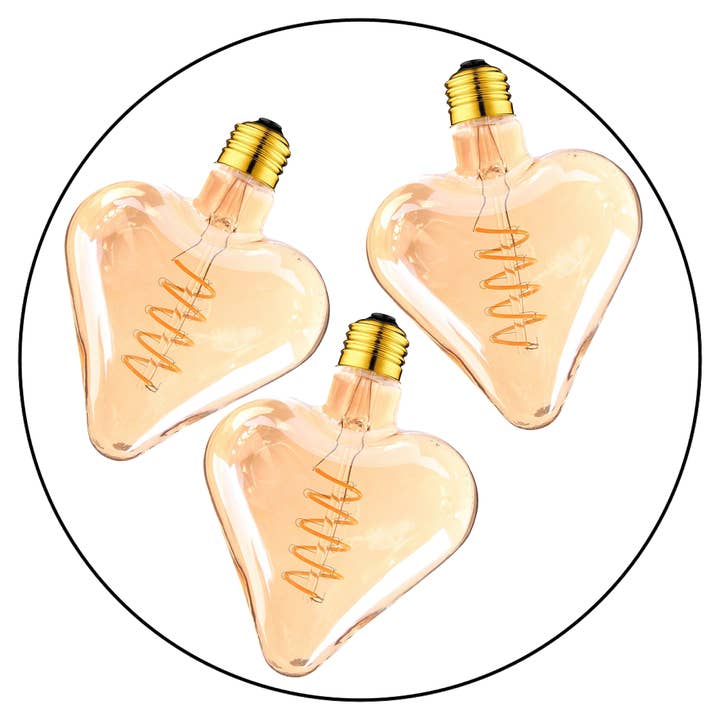 3 Pack LED Light Heart E27 4WFilament Glass Retro Warm White for wholesale by Ledsone