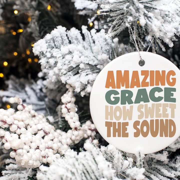 Adorno de Navidad con Letra de "Amazing Grace" y Cuerda Dorada para venta al por mayor de Praise and Gratitude