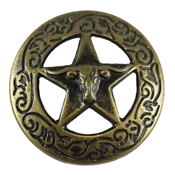 Steer/Star with Garland 1" Concho AB for wholesale by Rustic Iron Store