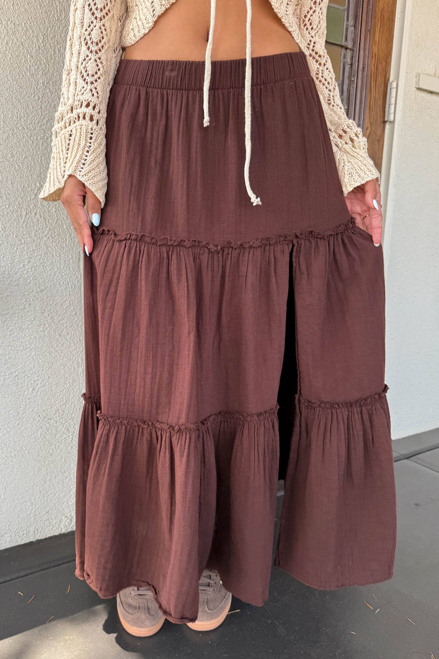 Nectar Clothing – Großhandel Rock – Damen – Maxirock mit Schlitz und Stufen3