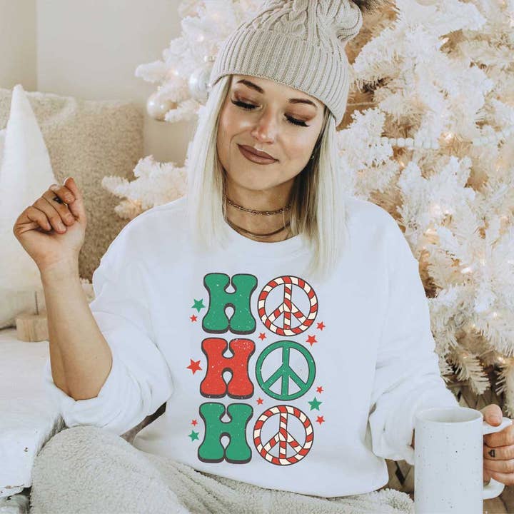 Glittering South – Engroshandel Grafisk Sweatshirt - Dame – Ho Ho Hippie Sweatshirt