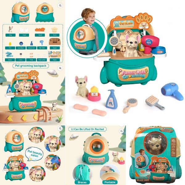 St. Louis Wholesale LLC - Wholesale Toy Set - Kids - Pet Dog Grooming Toy - The Pet Grooming Backpack Play Set