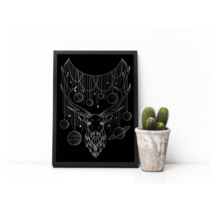 Galactic Deer Foil Print for wholesale by Cooper Calligraphy Art